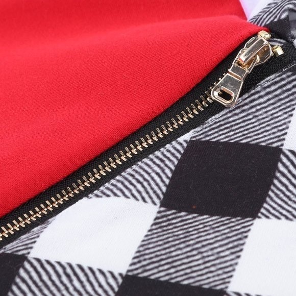 Christmas Tree Plaid Pattern Asymmetric Zip Hoodie light weight - Picture 6 of 12